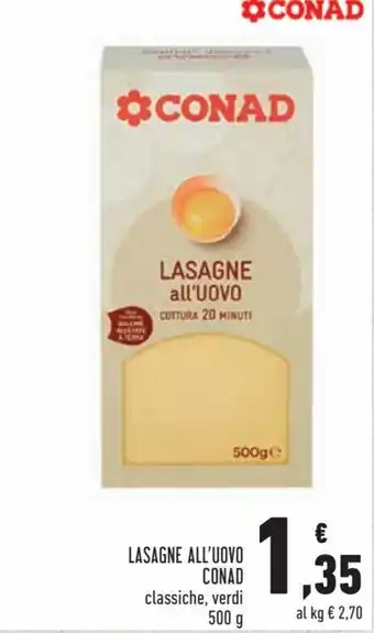Conad Conad Lasagne All'Uovo 500 g offerta