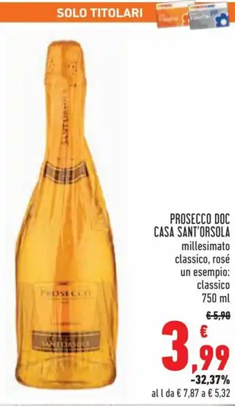 Conad Prosecco DOC Casa Sant'Orsola 750 ml offerta