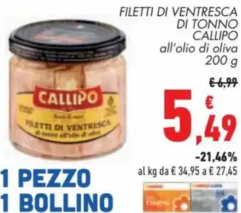 Conad Callipo Filetti di Ventresca di Tonno 200 g offerta