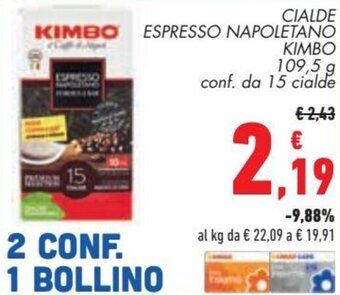 Conad Kimbo Cialde Espresso Napoletano 109,5 g 15 cialde offerta