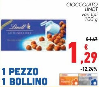 Conad Lindt Cioccolato 100 g offerta