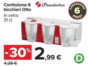 Carrefour Iper Confezione 6 bicchieri otto offerta