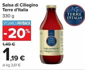 Carrefour Iper Salsa di ciliegino terre d'italia offerta