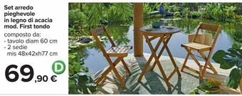 Set arredo pieghevole in legno di acacia mod- first tondo