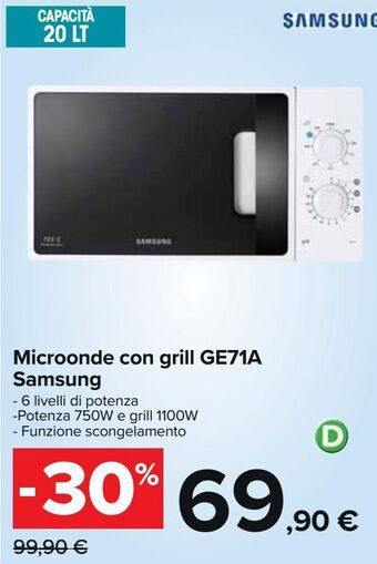 Carrefour Iper Microonde con grill ge71a samsung offerta