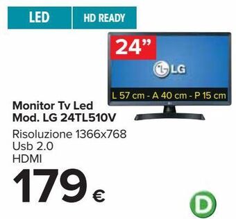 Carrefour Iper Monitor tv led mod. lg 24tk510v offerta