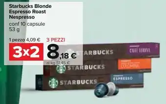 Carrefour Iper Starbucks blonde espresso roast nespresso offerta