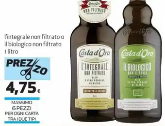 Coop I'integrale non filtrato o il biologico non filtrato 1 litro offerta