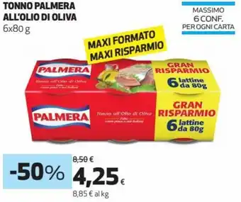 Coop Palmera Tonno All'Olio di Oliva 6x80 g offerta