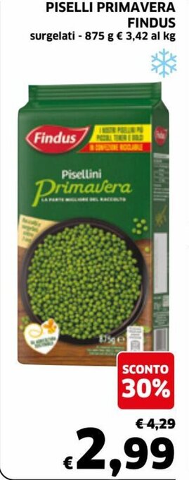 Ecu Discount Findus Piselli Primavera 875 g offerta