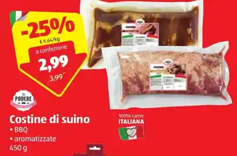 ALDI IL Podere Costine di suino BBQ, aromatizzate 450 g offerta