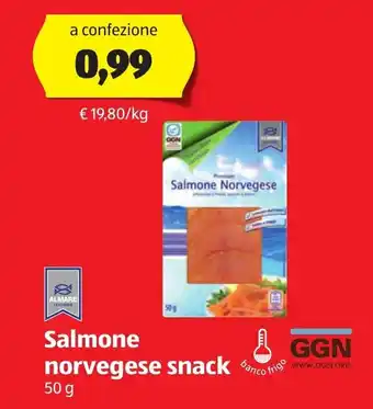 ALDI Almare Seafood Salmone norvegese snack 50 g offerta