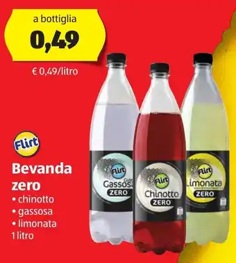 ALDI Flirt Bevanda zero chinotto, gassosa, limonata 1 litro offerta