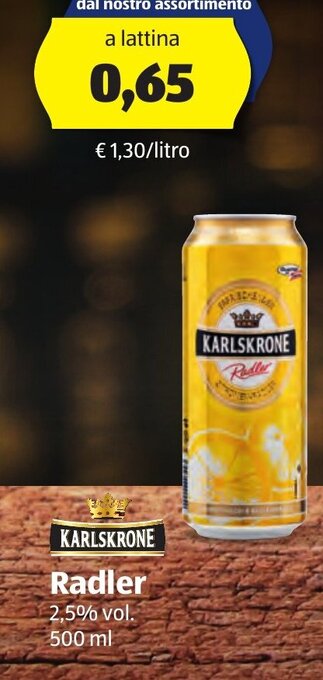 ALDI Karlskrone Radler 2,5% vol. 500 ml offerta