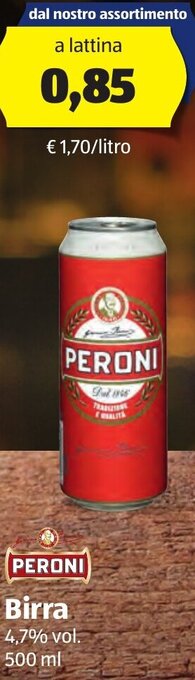 ALDI Peroni Birra 4,7% vol. 500 ml offerta