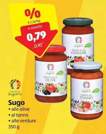ALDI I Colori Del Sapore Sugo, alle olive, al tonno, alle verdure 350 g offerta