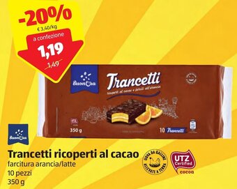ALDI Buon'Ora Trancetti ricoperti al cacao 10 pezzi 350 g offerta