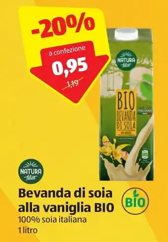 ALDI Natura Felice Bevanda di soia alla vaniglia BIO 1 litro offerta