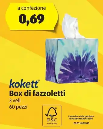 ALDI Kokett Box di fazzoletti 3 veli 60 pezzi offerta