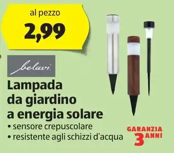 ALDI Belavi Lampada da giardino a enrgia solare offerta