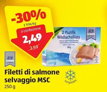ALDI Almare Seafood Filetti di salmone selvaggio MSC 250 g offerta