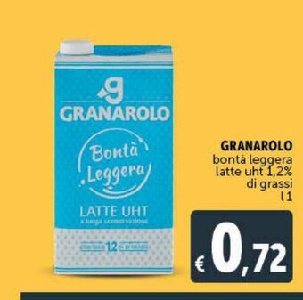 Deco Supermercati Granarolo bonta leggera latte uht 1.2 % di grassi l1 offerta