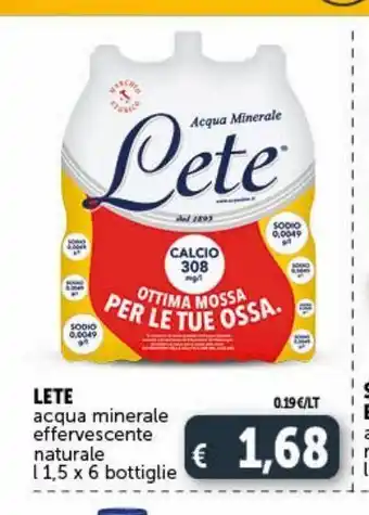 Deco Supermercati Lete acqua mineral efervescente naturale : 1.5 x 6 bottiglie offerta