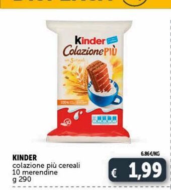 Deco Supermercati Kinder colazione piu cereali 10 merendine g 290 offerta