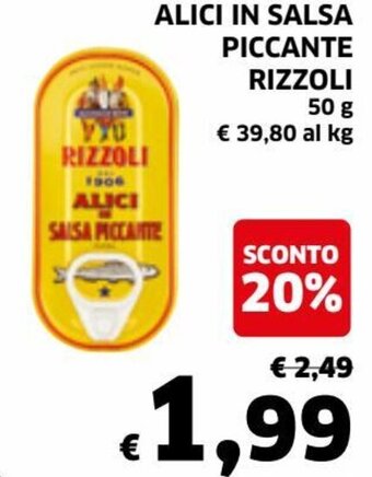 Ecu Discount Rizzoli Alici in Salsa Piccante 50 g offerta