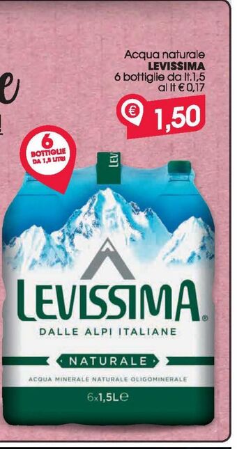 Despar Acqua naturale levissima 6 bottiglie da lt. 1.5 offerta
