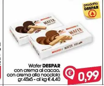 Despar Wafer despar con crema alla nocciola gr 45x5 offerta