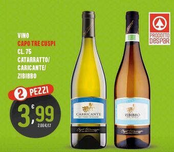 Vino capo tre cuspi cl 75 catarrato, caricante, zibibbo