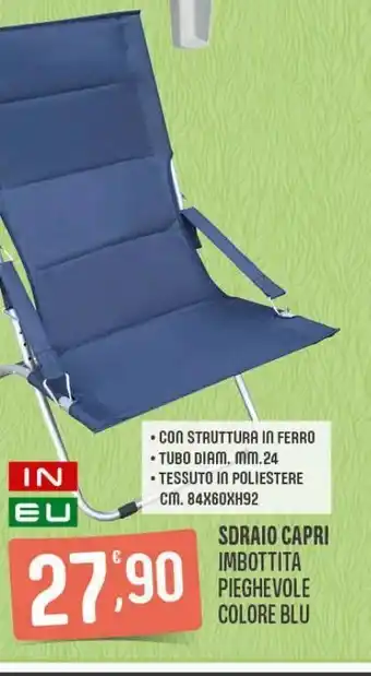 Sdraio capri imbottita pieghevole colore blu