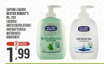 Despar Sapone liquido neutro roberts ml 200 antiscrepolature, antibatterico, nutriente, idratante offerta