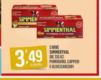 Despar Carne simmenthal gr 135x2 pomodoro, capperi e olive/carciofi offerta