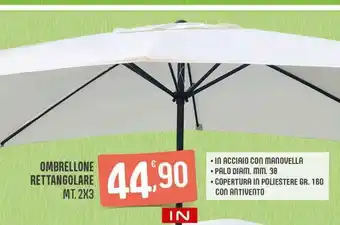 Despar Ombrello rettangolare mt 2x3 offerta