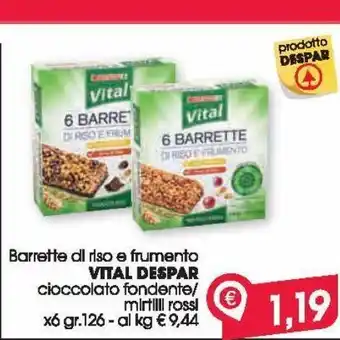 Despar Barrette di riso e frumento vital despar cioccolato fondente / mirtilli rossi x6 gr 126 offerta