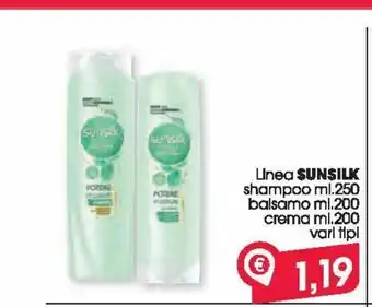 Despar Linea sunsilk shampoo ml 200, balsamo o crema ml 200 vari tipi offerta