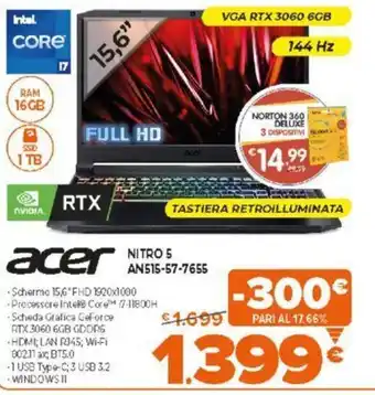 Expert acer Nitro 5 AN515-57-7655 offerta