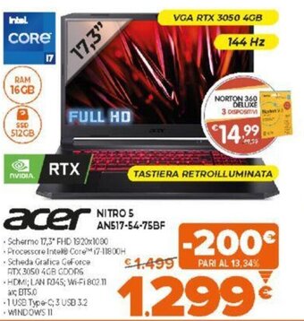 Expert acer Nitro 5 AN517-54-75BF offerta