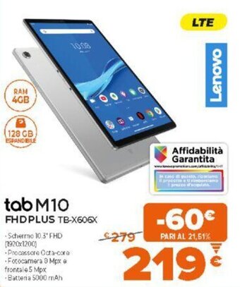 Expert Lenovo tab M10 FHD Plus TB-X606X offerta