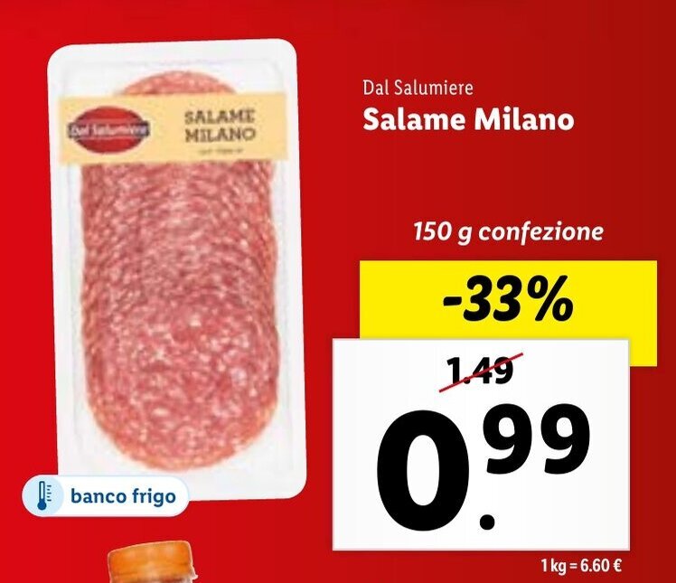 Dal Salumiere Salame Milano 150 g offerta di Lidl