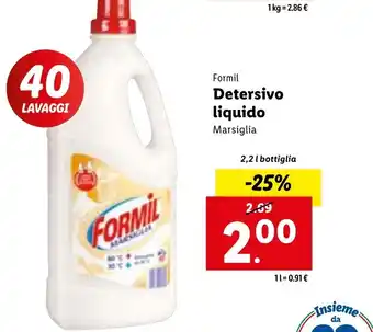 Lidl Formil Detersivo liquido Marsiglia 2,2 L offerta