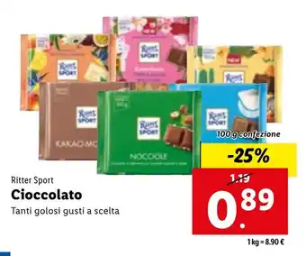 Lidl Ritter Sport Cioccolato 100 g offerta