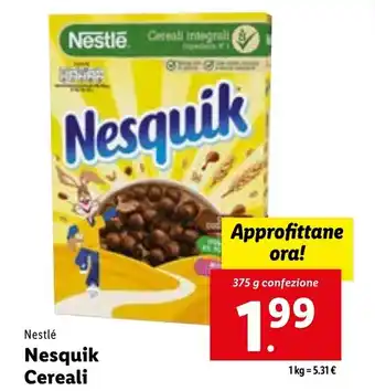 Lidl Nestlé Nesquik Cereali 375 g offerta