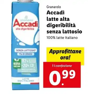 Lidl Granarolo Accadì Latte Alta Digeribilità senza lattosio 1 L offerta