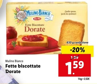 Lidl Mulino Bianco Fette biscottate Dorate 630 g offerta