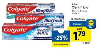 Lidl Colgate Dentifricio 75 ml offerta