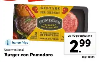 Lidl Unconventional Burger con Pomodoro 2x 110 g offerta