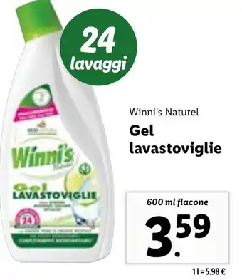 Lidl Winni's Naturel Gel lavastoviglie 600 ml offerta
